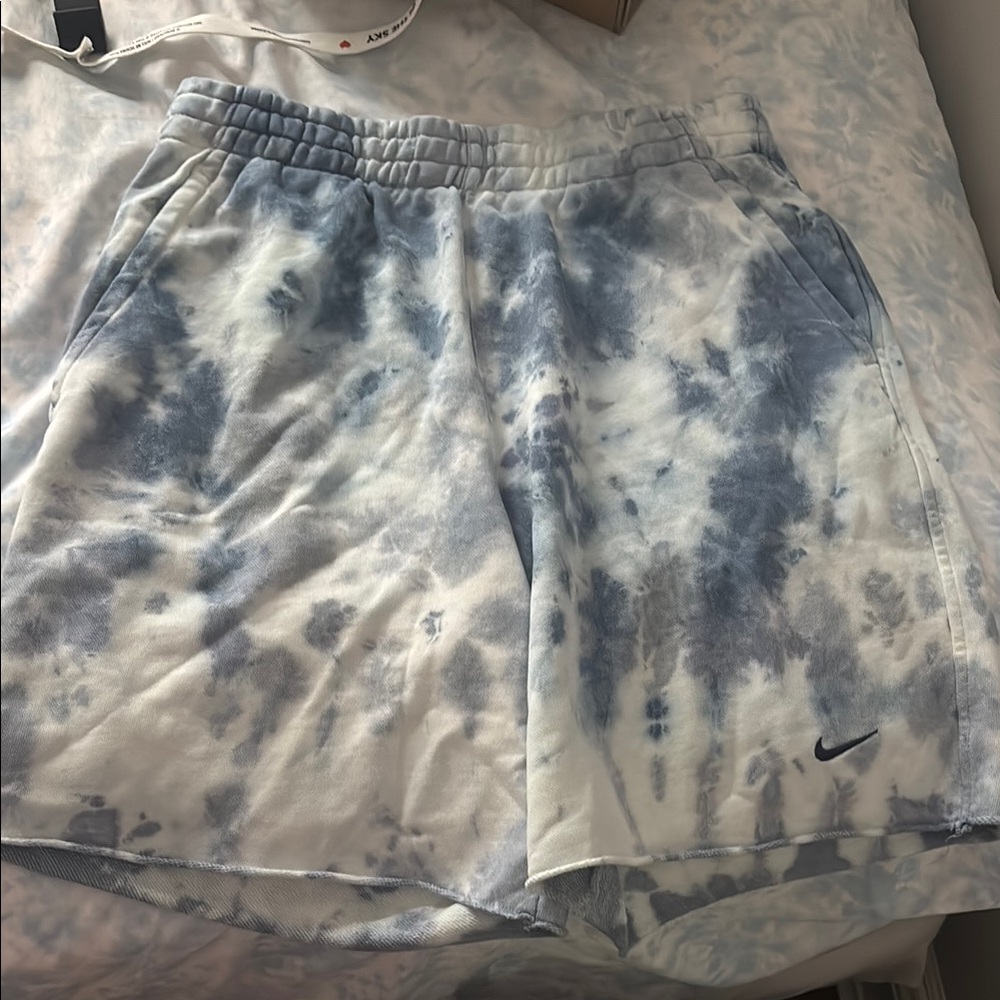 Nike White and Blue Tie-Dye Shorts